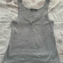 Brandy Melville  grey ribbed cropped button front placket tank top, one size Photo 6