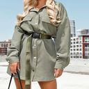 Pretty Little Thing Khaki Cargo Oversized Popper Front Shirt Dress Photo 0