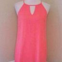 Pink Owl NEW ModCloth  Bright Coral Pink Blue Trim Cutout Halter Mini Dress S Photo 0