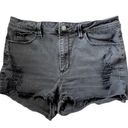 Guess Vintage  jean shorts black denim distressed faded grunge punk women's 30 Photo 0