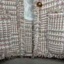 Houndstooth Beloved neutral pink fringe trim  tweed blazer size small Photo 7