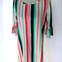 Crown & Ivy  multicolor striped quarter peplum sleeve scoop neck dress Medium Photo 2