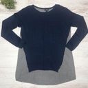 a.n.a Crewneck Navy Gray Color-block hi-lo Sweater Photo 0