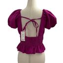 Sim & Sam  Sizzling Magenta Balloon Sleeve Crop Top Size M NWT | 43-16 Photo 1