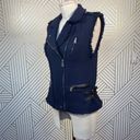 Rebecca Taylor  Tweed Motorcycle Zip Vest Navy Blue Photo 3