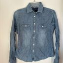 American Eagle  distressed denim long sleeve button down size S Photo 5