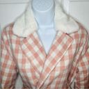 Aura  It's A Look Light Pink Plaid Coat Tie Double Breast Pearl Button M J NWT Photo 2