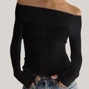 Twisted Black  Mesh Rouched Top Photo 1