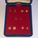 5 Pairs Vintage Gold Tone Star Oval Hoop Dainty Pierced Earrings Photo 1