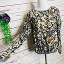 ZARA Gray Leopard Print Sweater Top Size Medium Photo 5