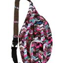 KAVU NWOT  Rope Sling Compact Lightweight Crossbody Bag One Size, Sunset Blocks Photo 0