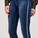 L'AGENCE Margot Skinny High Rise Crop Blue Jeans in Neptune Gold Tuxedo Stripe Photo 0