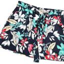 St. John’s Bay ST. JOHNS BAY Skort Shorts Skirt Size Large Navy Blue Floral Pockets Tie Belt Photo 0