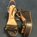 Kate Spade  ♠️ BLACK STRAPPY LEATHER PLATFORM WEDGE SANDAL WITH BOW 8M Photo 0