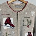 Croft & Barrow Vtg  Ice Skating Christmas Wool Angora Full Zip Sweater Women's L Photo 5