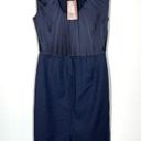 Rebecca Taylor  Tailored Navy Blue Mixed Media Sleeveless Dress sz 5 Photo 2