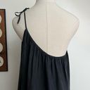 Outerknown Black Silky Asymmetrical One Shoulder Slip Maxi Dress Photo 3