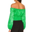 J.O.A. AFRM Women's Top Fem Green Satin Long Sleeve Crop Top Revolve Size Small Photo 10