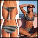 Vitamin A 💕💕 Marin Black Stripe Bikini Havana Crop Top + Tulum Bottom 6 S NWT Photo 5