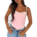 White Fox Boutique Feel the Spark Bustier Tank Top, Crop, Medium, Pink/White Photo 0