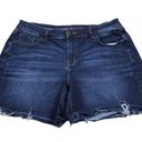 Lane Bryant  Girlfriend Jean Shorts Blue Women's Size 14 Frayed Raw Hem Stretch Photo 0