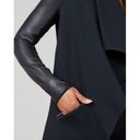 Spanx Faux Leather Drape Front Jacket Very Black Edgy Motorcycle Gothic Coat 2X Photo 3