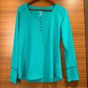 Mountain Hardwear  Shirt Womens Aqua Long Sleeve Henley Pullover Lightweight Sz L Photo 2