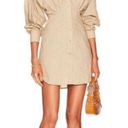 L'Academie L’Academie The Ismene Mini Shirt Dress‎ Long Sleeve Collared Khaki Tan Sz Large Photo 0