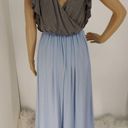 The Loft "" GRAY & LIGHT BLUE SATIN SKIRT SURPLICE BACK BLOUSON DRESS SIZE: S NWT $80 Photo 5