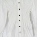 Ganni  Ruched Cotton Poplin Shirt Button Down Long Sleeve White Women's 34 US 4 Photo 3