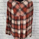 st. john's bay babydoll style 3 front button plaid longsleeve flannel size Small women Photo 0