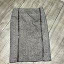 Bebe ~ women’s Straight Pencil Skirt with leather Stripes brown tweed wool blend Photo 0