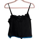 Honey Punch  Black Satin Drawstring Crop Top Photo 1