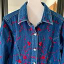 Denim & Co . Jean Jacket With Red Embroidery Photo 2