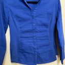 Zac and Rachel  Cobalt Blue Fitted Button Down Blouse Size Medium Photo 5