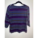 kim rogers  Striped Multicolor Rainbow Preppy Scoop Neck Blouse Size Medium Photo 3