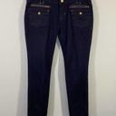 Bebe Vintage Y2K  Women's Dark Wash Low Rise Gold Zipper Skinny Jeans Size 30 Photo 0