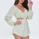 Forever 21  Floral Print Cutout Romper Size Large Women’s Photo 0