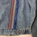 Boom Boom Jeans Embroiled denim jacket with pom poms button up fall winter size medium Photo 10