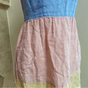 Cynthia Rowley  Dress Womens Size S Linen Blue Pink Yellow Colorblock Fit Flare Photo 4