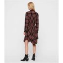 ALLSAINTS  Tala Red Check Plaid Asymmetric Hem Button Shirt Dress XS Photo 12