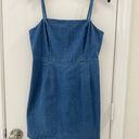 Urban Outfitters Blue Straight Neck Denim Chambray Mini Dress- Size Medium Photo 3