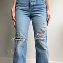 ZARA high waisted ripped knee distressed straight leg denim jeans Photo 1