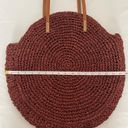 American Eagle  Straw Beach Bag Circular Rust Dark Red Large Tote Summer Spring Photo 4