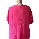 Rachel Zoe Rachel Ray Hot Pink Cap Sleeve Boxy Knot Hem Pullover Barbie Linen Tee Shirt 1X Photo 3