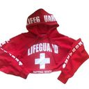 Lifeguard Licensed Cropped  LS Graphic Logo Red Hoodie Sweatshirt S SEXY Cover Up Photo 0