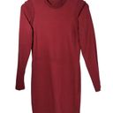 Monrow Ribbed Knit Trim Long Sleeve Knee Length Sweater Dress in Burnt Red Photo 7