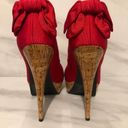 Bebe  Stiletto High Heels Kahilia Ruby Red Size 8 Platform Cork Bow Formal Photo 12