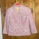 Sigrid Olsen 4-Pocket Pink Tweed Knit Multi Polka Dot Blazer Barbie Core EUC 2P Photo 0