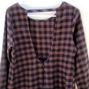 Crimson & Clover  Brown Plaid Tunic Top Cutout Back Photo 2